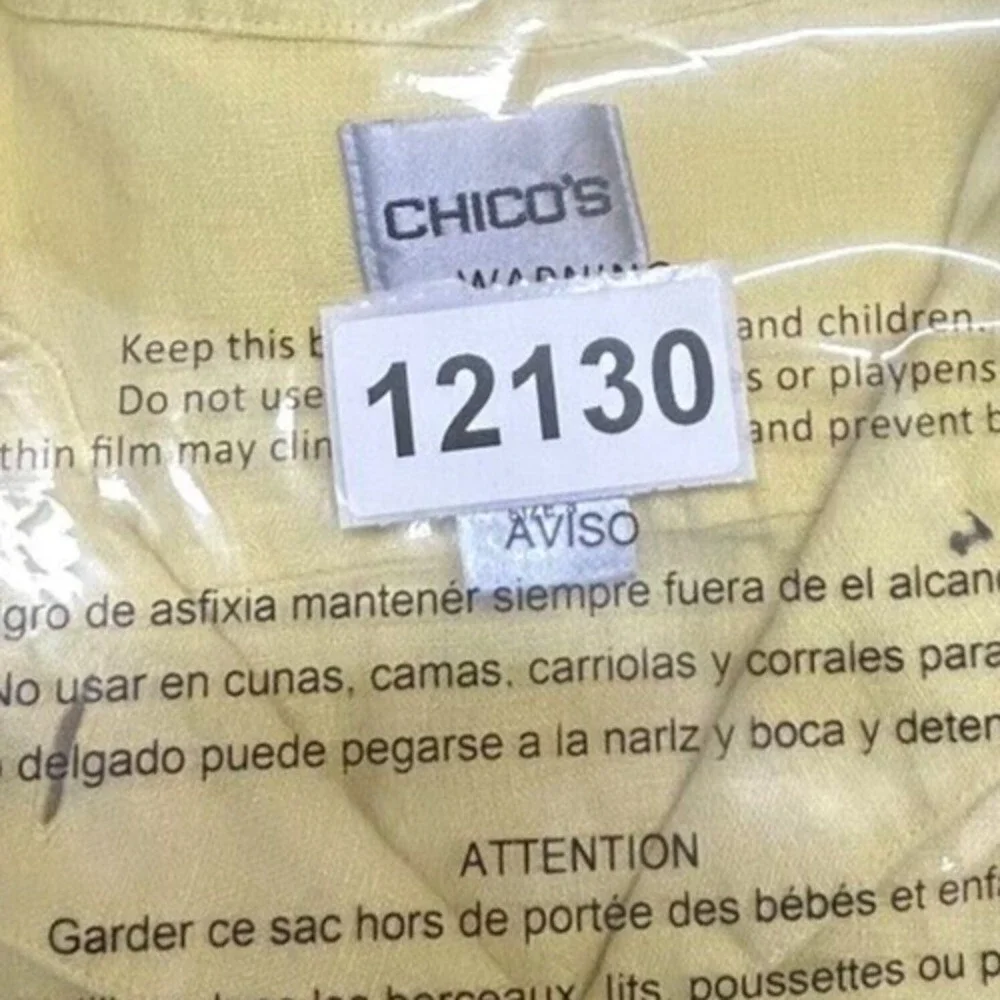 Chicos‎ Jacket Womens 3 XL 16 Yellow 100% Linen Wooden Buttons 3/4 Sleeve Top - Picture 8 of 8